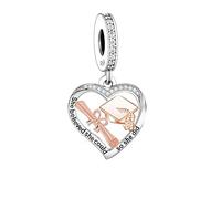 MARJS She Believed She Could So She Did Graduation Exam Pass Love Heart Charm Bead Pendant 925 Sterling Silver Dangle Compatible With Pandora Charm Bracelet