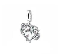 MARJS Sloth Mother Daughter I Love You Heart Family Tree Of Life Charm Bead Pendant 925 Sterling Silver Dangle Compatible With Pandora Charm Bracelet