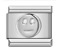 MARJS Smiley Face Mother Daughter Silver Italian 9mm Link Stainless Steel Compatible With Modular Bracelet