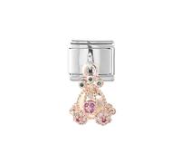 MARJS Snowflake Crystal Star Snow Rainbow DangleSilver Italian 9mm Link Stainless Steel Modular Compatible With Bracelet