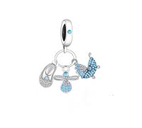 MARJS Son Boy Blue Mother To Be Baby Pram Dummy Shoe Gender Reveal Charm Bead Pendant 925 Sterling Silver Dangle Compatible With Pandora Charm Bracelet