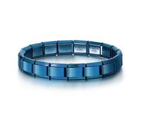 MARJS Starter Bracelet Blue Personalized Bangle 9mm Link Stainless Steel Italian Charm Compatible With 9mm