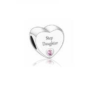 MARJS Step Daughter I Love You Heart Pink Memorial Gift Charm Bead Pendant 925 Sterling Silver Dangle Compatible With Pandora Charm Bracelet