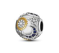 MARJS Sun Star Moon Starry Night Constellation Charm Bead Pendant 925 Sterling Silver Dangle Compatible With Pandora Charm Bracelet