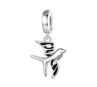 MARJS Swallow Peace Love Dove Bird Animal Charm Bead Pendant 925 Sterling Silver Dangle Compatible With Pandora Charm Bracelet