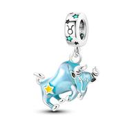 MARJS Taurus Bull Glow In The Dark Birthday Birth Date Horoscope Star Sign Charm Bead Pendant 925 Sterling Silver Dangle Compatible With Pandora Charm Bracelet