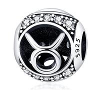 MARJS Taurus Zodiac Horoscope Birthday Birth Month Date Constellation Star Sign Crystal Charm Bead Pendant 925 Sterling Silver Dangle Compatible With Pandora Charm Bracelet