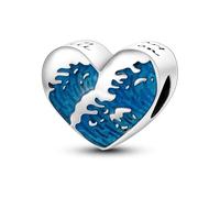 MARJS Titanic My Heart Will Go On Quote Ocean Sea Waves Love Heart Charm Bead Pendant 925 Sterling Silver Dangle Compatible With Pandora Charm Bracelet