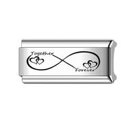 MARJS Together Forever Love Heart Infinity Eternity Superlink Long Double Size Width 9mm Stainless Steel Silver Italian Link Charm Compatible With Bracelet