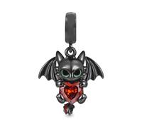MARJS Toothless Black Dragon I Love You Red Heart Charm Bead Pendant 925 Sterling Silver Dangle Compatible With Pandora Charm Bracelet