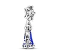 MARJS Virigin Mary Mother Of Jesus Faith Christ Christian Charm Bead Pendant 925 Sterling Silver Dangle Compatible With Pandora Charm Bracelet