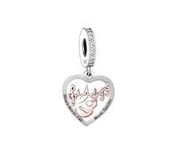 MARJS Where Words Fail Music Speak Musician Guitar I Love You Heart Charm Bead Pendant 925 Sterling Silver Dangle Compatible With Pandora Charm Bracelet