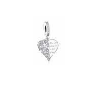 MARJS You Will Always Be A Part Of Me Guardian Angel Wing Memorial Charm Bead Pendant 925 Sterling Silver Dangle Compatible With Pandora Charm Bracelet