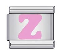 MARJS Z Pink Letter Initial Name Alphabet Personalised Charm Silver 9mm Italian Link Charm Compatible With 9mm Bracelet