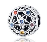 MARJS Zodiac Pentecost Constellation Star Sign Pagan Charm Bead Pendant 925 Sterling Silver Dangle Compatible With Pandora Charm Bracelet