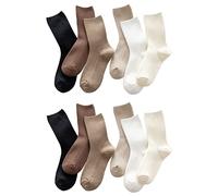 MarJunSep Women’s Crew Socks Cute Loafer Neutral Cotton Slouchy Boot Dress Socks Women Girls Granola Essentials, 12 Pairs 6 Colors, M