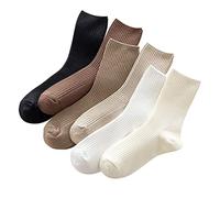 MarJunSep Womens Cute Crew Socks Neutral Cotton Slouchy Loafer Boot Dress Socks Women Girls Granola Essentials, 6 Pairs 6 Colors, M
