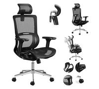 MARK ADLER Expert 6.2 Office Chair Executive Chair Desk Chair Ergonomic Armrests Headrest Adjustable Ventilated Air Mesh HD Material up to 150 kg Load Capacity Cradle Plus Rubber Wheels Black