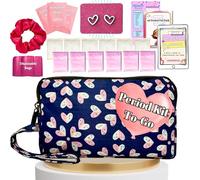 Mark and Lola's First Period Pal Pack to-Go Kit | 26 pcs | First Period Kit for Tweens | Teen Period Kit| Discrete Period Bag, Pads, Panty Liners, Period Kits for Tweens 10-12 (Hearts)