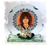 Mark Bolan, T.Rex, I Love To Boogie, Cut Glass Round Plaque, White Porcelain Roses, Limited Edition #1