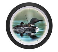 Mark Feldstein Call of the Loon Sound Wall Clock, 13 in | Acrylic frame, glass face; requires 3 AA batteries; light sensor silences chime at night; habitat facts included