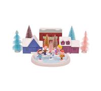 Mark Feldstein, Peanuts Gang Ice Skating Holiday Village, Set of 16, with Porcelain Houses and Sisal Trees