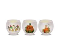 Mark Feldstein, Peanuts It's The Great Pumpkin Round Glass Votives with LED Tea Lights, Set of 3