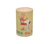 Mark Feldstein, Peanuts Snoopy and Gang The More The Merrier Flameless LED Glass Holiday Pillar Candle, 4 x 6 Inch