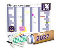 Mark-IT Giant Calendar 2026-2027 - Laminated 2027 Wall Planner Featuring Spacious Planning Boxes - Ideal 2027 Calendar UK for Home, Office & Study (Blue, 88 x 120cm)