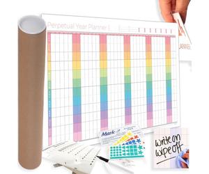 Mark-IT Wall Calendar 2026 - Perpetual Calendar 2026-2027 with Repositionable Date Strips - Reusable Laminated 2027 Wall Planner - Ideal 2026 Calendar UK for Office, School & Home - (90 x 61cm)
