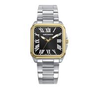 Mark Maddox HM0153-52 - Men's Analogue Three-Hand Watch, Two-Tone Steel Case and Gold IP, Black Dial with Roman Numerals, Steel Bracelet