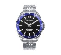 Mark Maddox Men's Watch HM1022-57 - Silver Stainless Steel Analog with Black Dial and Blue Bezel, metallic silver