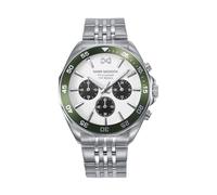 Mark Maddox Mission Men's Watch HM1024-07 - Steel Chronograph with White and Green Dial, metallic silver, Bracelet