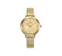 Mark Maddox MM1034-27 - Women's Analogue Watch Two Hands 31 mm, Gold IP Steel Milanese Mesh Case, Gold Dial with Zircons, WR