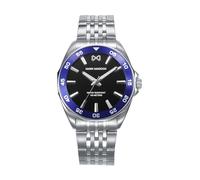 Mark Maddox Women's Watch MM1029-57 - Silver Stainless Steel, Black Dial, Navy Blue Bezel, Water Resistant 100M, metallic silver