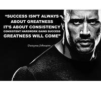 Mark Mountford, Dwayne Johnson (The Rock) Autographed Motivational Quote Poster, Living Room Decor