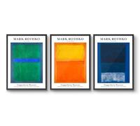Mark Rothko - Set of 3 Prints, Fine Art Print, Abstract Art Exhibition Poster, Mid Century Modern Home Decor, Archival Matte, A1 (Framed) - 84.1x59.4cm