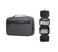 MARK RYDEN Hanging Toiletry Bag, Waterproof Toiletry Bag, Wash Bag for Men and Women, Foldable Make Bag, Cosmetic Bag with 4 Compartments for Business Trip, Gym, Holiday and Household, gray
