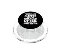 Mark Twain Politicians and Diapers Must Be Changed Often Wht PopSockets PopGrip for MagSafe