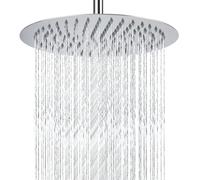 Markcco Stainless Steel Rain Shower Head, 10'' Round, Self-Cleaning Nozzles, Full Body Coverage, G1/2 Connector (Chrome)