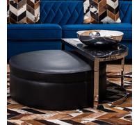 markeb black marble top coffee table with faux leather stool