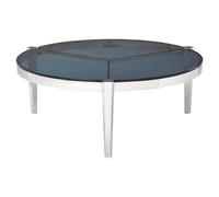 markeb smoky grey glass coffee table with silver steel frame