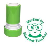 Marked by Student Teacher Stamp. Self-Inking, 22mm, Reinkable, Quality Stamper for Marking and Praise. Green Ink*