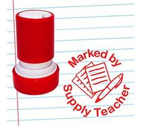 Marked by Supply Teacher - Teacher Stamp. Self-Inking, 22mm, Reinkable, Quality Stamper for Marking and Praise. Red Ink