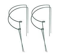 MARKELL 4 x Plant Support Pegs Ring Cage Metal Garden Plant Stake Green Half Round Ring Plant Support Large Plant Support