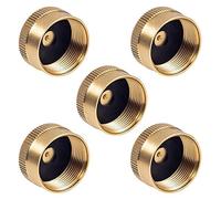 MARKELL 5 Pieces Solid Brass Refill Cap 1 LB Propane Bottle Cap Gas Tank Cylinder Sealed Cap Protect Cap for Outdoor Stove