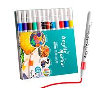 Marker Pen For Kids - Fine Tip And Brush Tip Pens,Quick-Drying Art Supplies, Waterproof Crafts Colors Pen For Paper, Pottery, Stones, Backpacks, Glass, Eggs