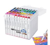 Marker Pen Set for Adults, 80 Colours, Creative Markers for Colouring Books and Adults, Quick-Drying Pens with 80 Bright Shades for Scrapbooking, Journaling, Art Classes, School