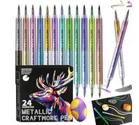 Marker Pens 12 Pack 24 Colors Waterproof Soft Tip | Marker Pens with Soft Tip Highlighter for Paper, Wood, Fabric, Canvas, Kids, Adults, Home, School, Birthday, Par