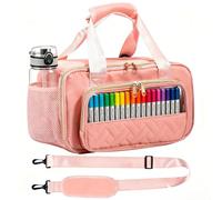 Marker Storage Bag,Holds 216 Coloured Markers,Waterproof Foil Liner for Easy Wipe Clean,Travel Markers Organizer Case, Portable Marker Holder Bags with Shoulder Strap for Child Best Gifts(Only Bag)
